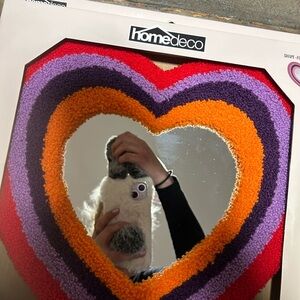 Homedeco Heart Mirror with Rainbow Chenille Frame
